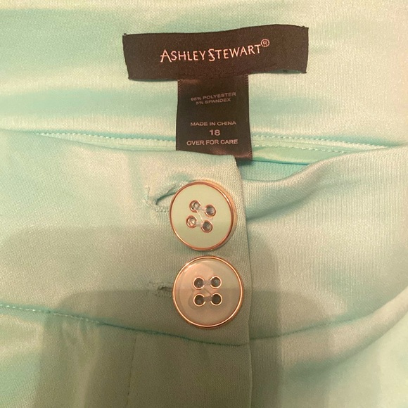 Ashley Stewart turquoise polyester and spandex wide leg pants. - Picture 2 of 3